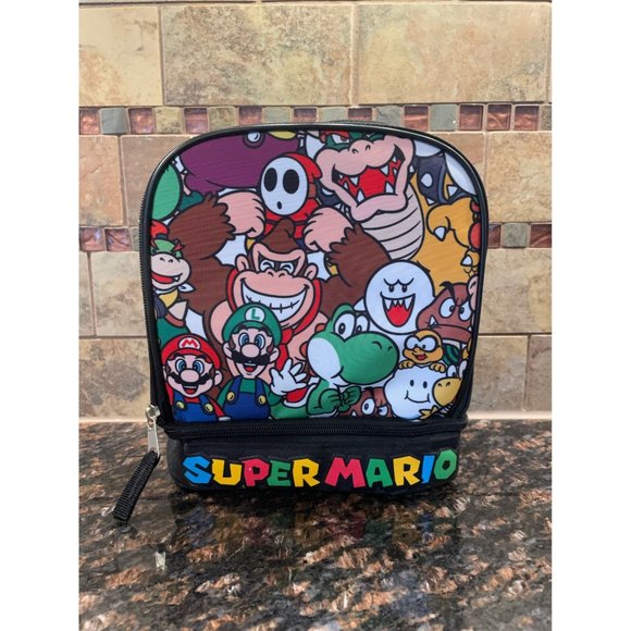 Super Mario Lunch Bag Soft Dual Compartment Insulated Padded Handle - Picture 9 of 9